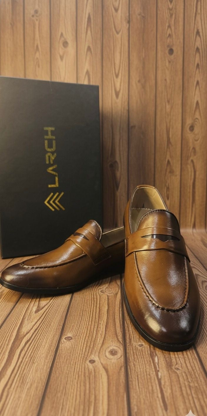 LARCH Classic Tan Leather Penny Loafers – Affordable Luxury for the Modern Gentleman